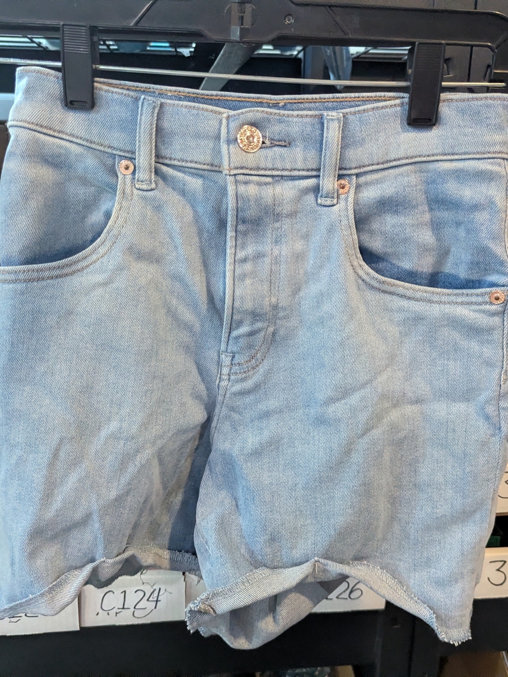 Express Light Blue Denim Women's Rolled-Hem Shorts | 0
